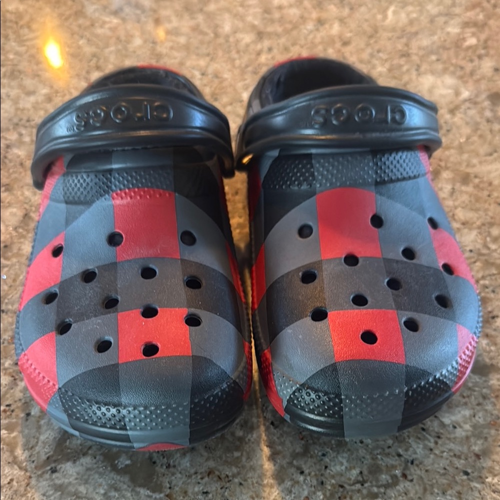 CROCS Red and Black Sandals with Perforated Design